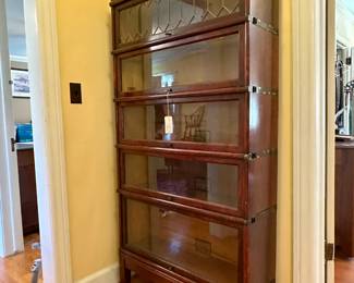 Stacking bookcase with leaded glass $500