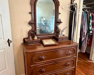 Walnut dresser with mirror $150