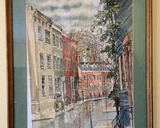 Framed cityscape artwork $25