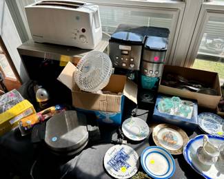 Various kitchen items $5-10, ceramic plates most $1-5