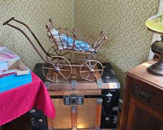 Victorian Doll Carriage, Trunk.