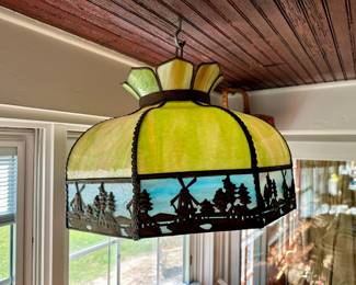 Bent panel lamp shade with Dutch windmill design $200