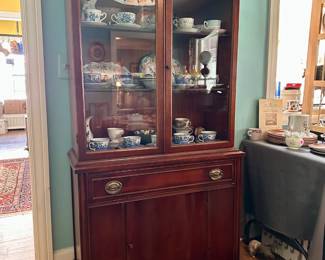 Mahogany chine cabinet $50, various ceramic dishes most $1-10