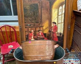 Copper basins $10-25, framed artwork $50