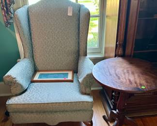 Wingback chair $100, Maple lamp stand $50