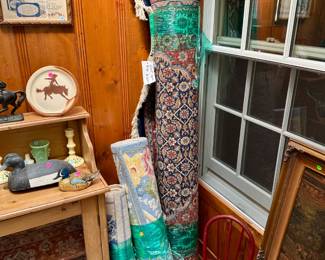 6 x 10 rug $250, smaller rugs $25, child's painted chair $25