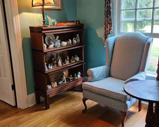 Wing Chair, Lamp Stand, Bookcase.