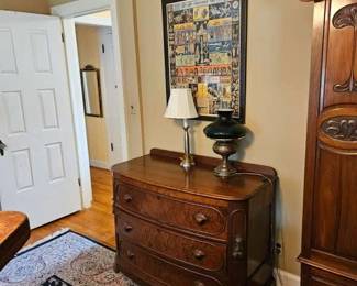 Walnut Bowfront Chest.