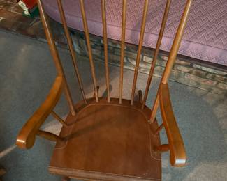 Two wooden rocking chairs
