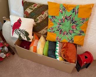 Pillows and vintage toys