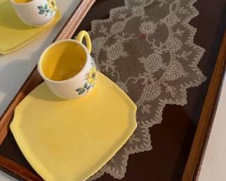 Dessert dishes and class covered tray