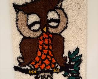 Vintage Owl Hook Rug 