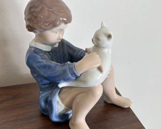 Royal Copenhagen - Child with Cat Figurine 