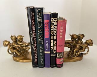 Vintage PM Craftsman * Tug of War- Brass Children Bookends 