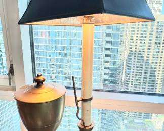 Vintage Industrial Torch Style Table Lamp – Brass & Black Metal with Custom Shade