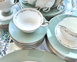 Vintage Wedgwood Porcelain Dinnerware Set – Made in England, Silver Trim China | $500