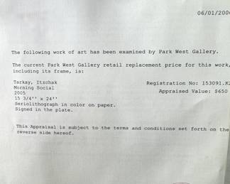 Park West Gallery Appraisal – Itzchak Tarkay “Morning Social” 2005