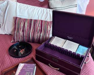 Velvet-Lined Wooden jewlery Box, Book – The Red Leather Diary by Lily Koppel, Decorative Serving Trays