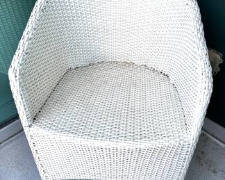 Vintage Wicker Patio Chair – White Outdoor Seating