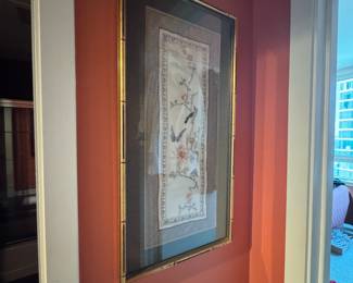 antique asian embroidery on silk