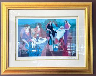 Itzchak Tarkay “Morning Social” 2005 Seriolithograph – Framed with COA 