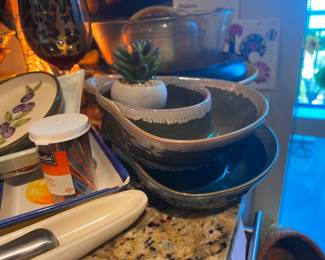 vintage salsa chips humus dishes