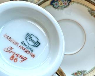 Antique Thomas Bavaria Spring 86 – Handled Soup Bowls & Saucers – German Porcelain
