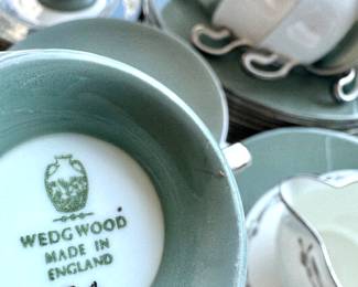 Wedgwood Vintage Dinnerware Set – English Bone China with Silver Trim