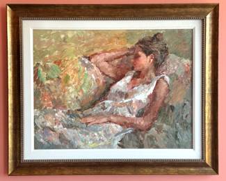 Hua Chen “Taking a Nap” 2005 Giclée on Canvas with Hand Embellishment