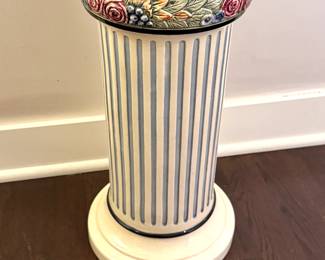 Neoclassical Column Style Ceramic Pedestal – Rose & Berry Motif
