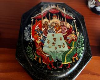 Russian paper-mache laquered hand painted box