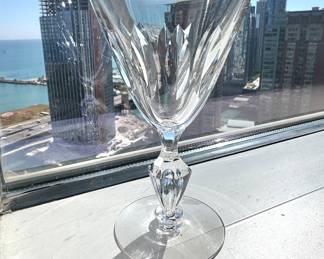 Vintage Cut Crystal Wine Glass Goblet – Leaf Cut Bowl & Faceted Stem – Elegant Barware