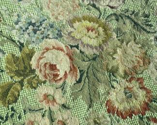 Vintage Upholstered Footstool with Handcrafted Needlepoint