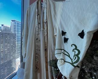 Hand made silk kimono sleeve robe