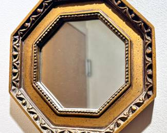 Vintage Octagon Wall Mirror with Ornate Gilt Frame