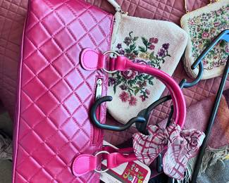 Primeware Quilted Pink Satchel Handbag with Bow Accent