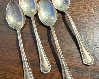 Set of 4 Antique Sterling Silver Teaspoons – English Hallmarked Silver Flatware – Estate Collection