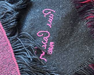 Missoni Wool Blend Fringed Scarf – Black & Magenta Accents