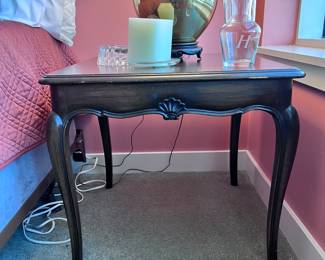 Vintage French Provincial Side Table with Cabriole Legs – Dark Wood Finish