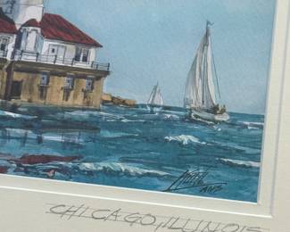 Chicago Illinois Lighthouse Maritime Artwork – Signed Artist Edition