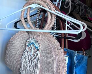 Boho Handwoven Straw Tote with Tree of Life Macramé Accent
