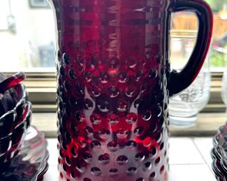 MCM Anchor Hocking King Ruby Red Bubble Glass set