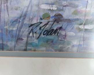 Signed R. Yolan Pastel Artwork – Lakeside Scene