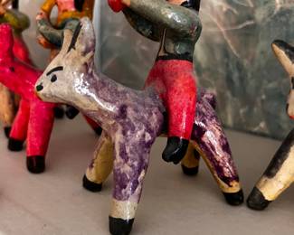 Traditional Mexican folk art figures 'Barro Betus" tanala Santa Cruz de la Huertas