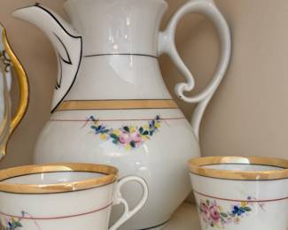 Antique KPM teapot and 2 cups Germany