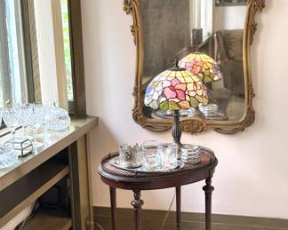 Tiffany style lamps, French in style Louis XV ornate miror
