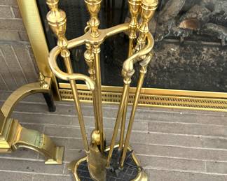Brass fireplace tools accessories