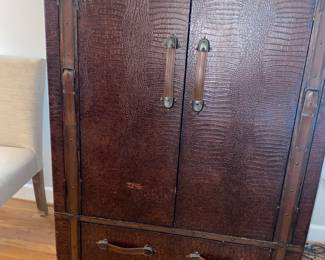 Leather entertainment center 