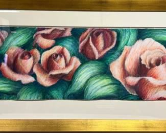 Signed panoramic oil pastel painting by Steve Bennett, Richmond artist