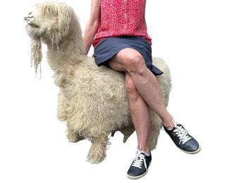 Captivating Edna Cataldo Flokati Llama bench